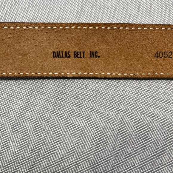 Vintage Livingston Wells&Co Nautical Gold Dealers w/Tooled Leather Hibiscus Belt - Picture 8 of 14